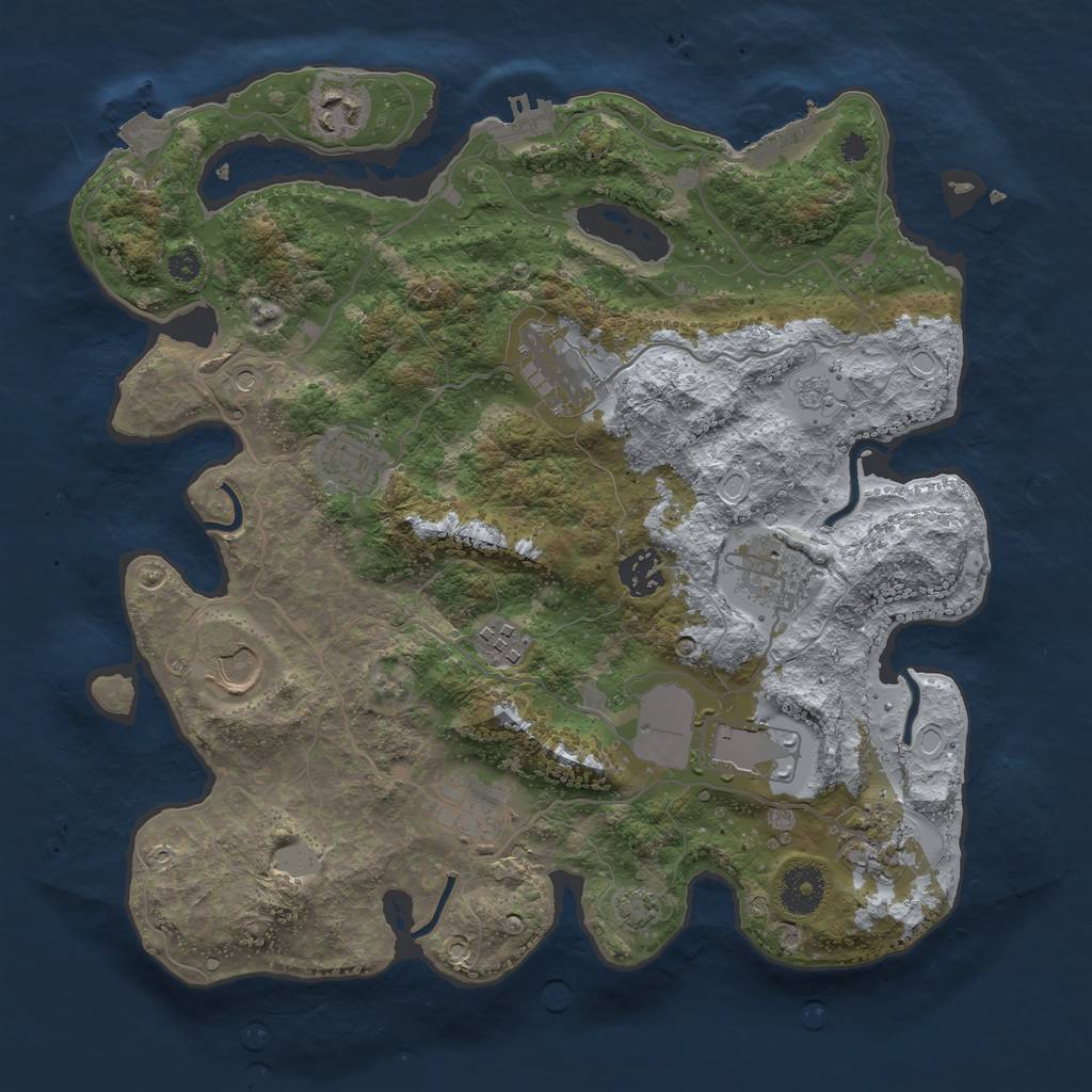 Rust Map: Procedural Map, Size: 3500, Seed: 87930274, 18 Monuments