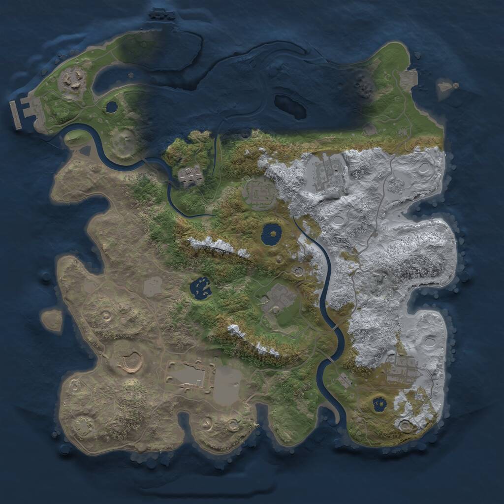 Rust Map: Procedural Map, Size: 3500, Seed: 87930274, 15 Monuments