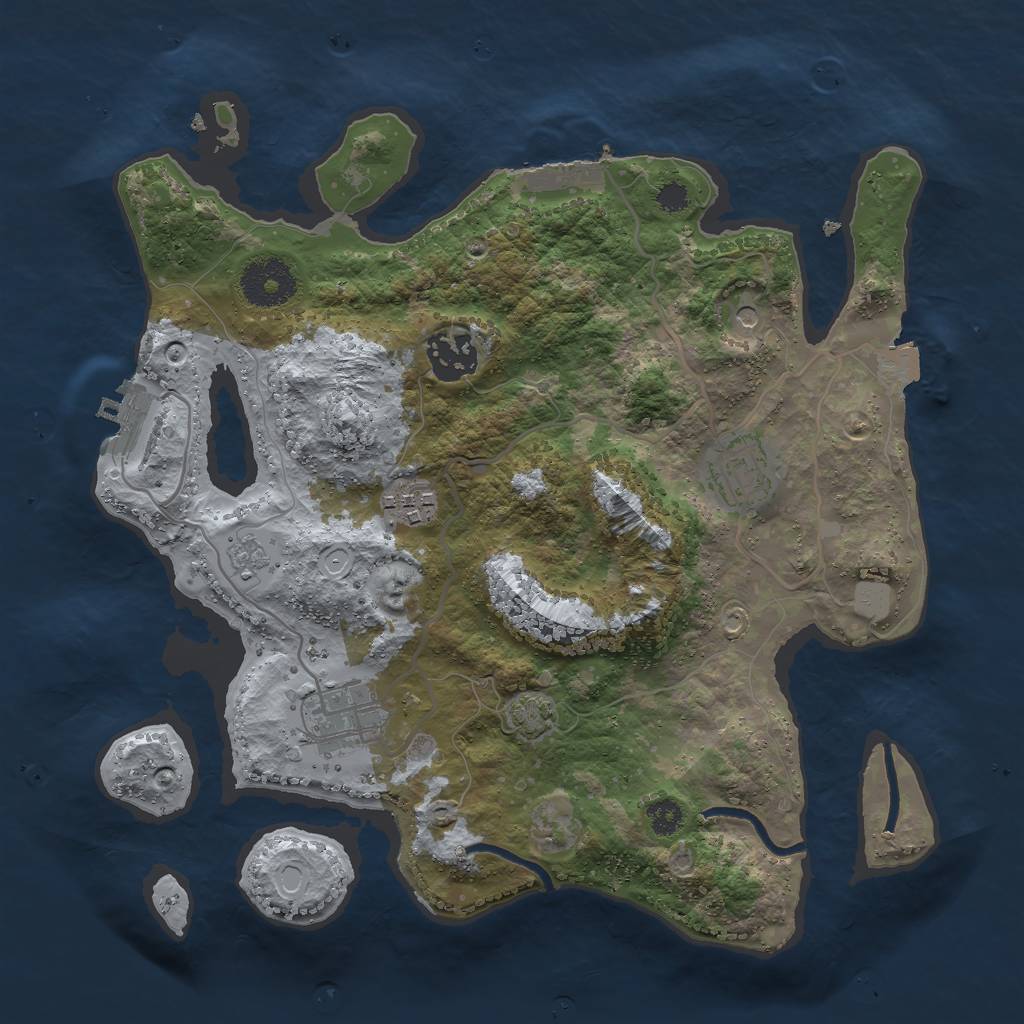 Rust Map: Procedural Map, Size: 3000, Seed: 322321063, 12 Monuments