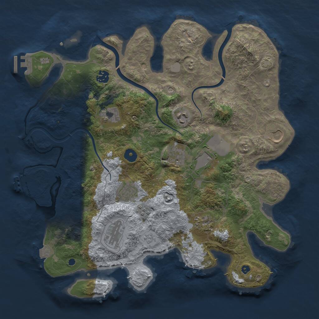 Rust Map: Procedural Map, Size: 3750, Seed: 5033923, 16 Monuments