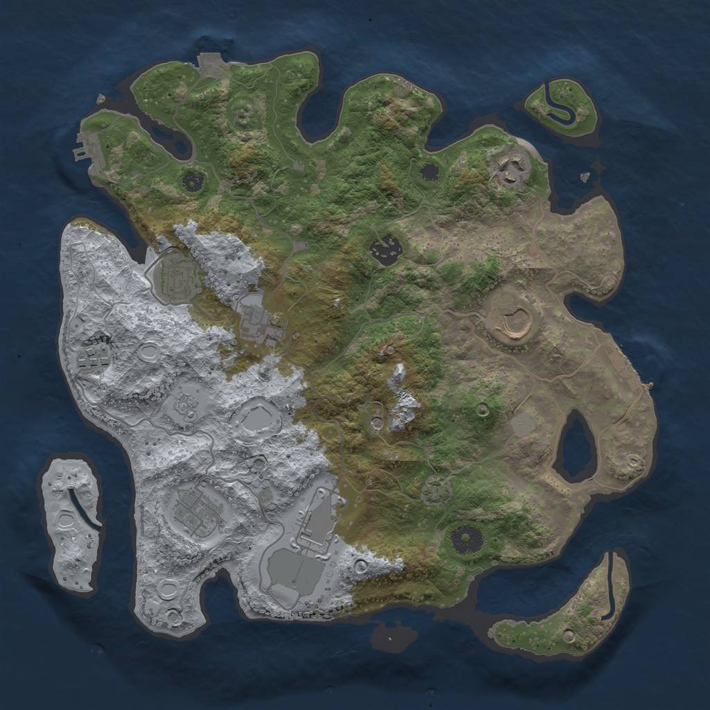 Rust Map: Procedural Map, Size: 3500, Seed: 946677734, 16 Monuments