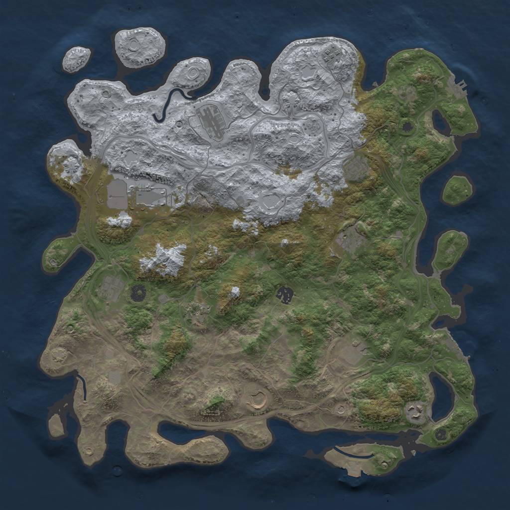Rust Map: Procedural Map, Size: 4500, Seed: 1516104175, 19 Monuments