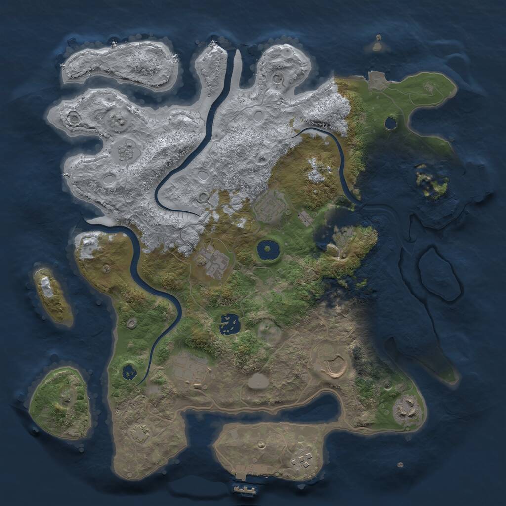 Rust Map: Procedural Map, Size: 3500, Seed: 1259175094, 14 Monuments