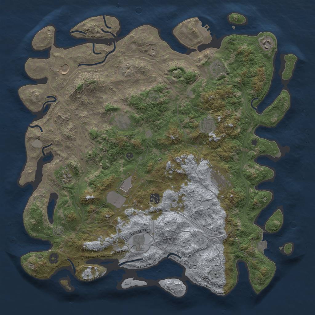 Rust Map: Procedural Map, Size: 4500, Seed: 364634976, 18 Monuments