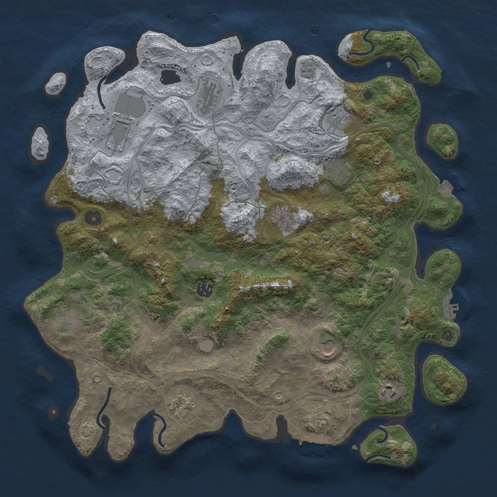Rust Map: Procedural Map, Size: 4500, Seed: 704099686, 19 Monuments