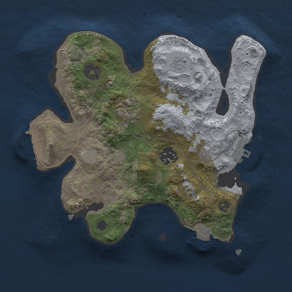 Rust Map: Procedural Map, Size: 2500, Seed: 142585276, 9 Monuments