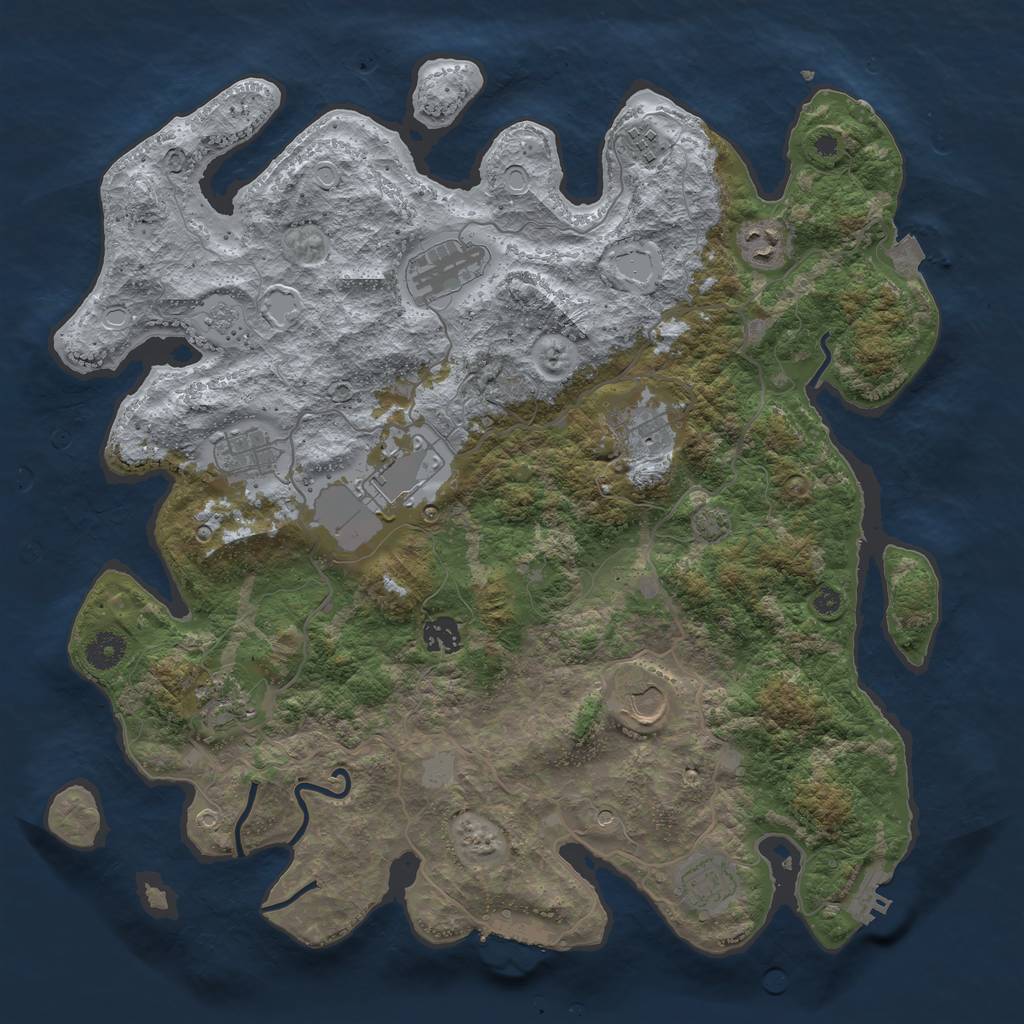 Rust Map: Procedural Map, Size: 4000, Seed: 8605309, 18 Monuments