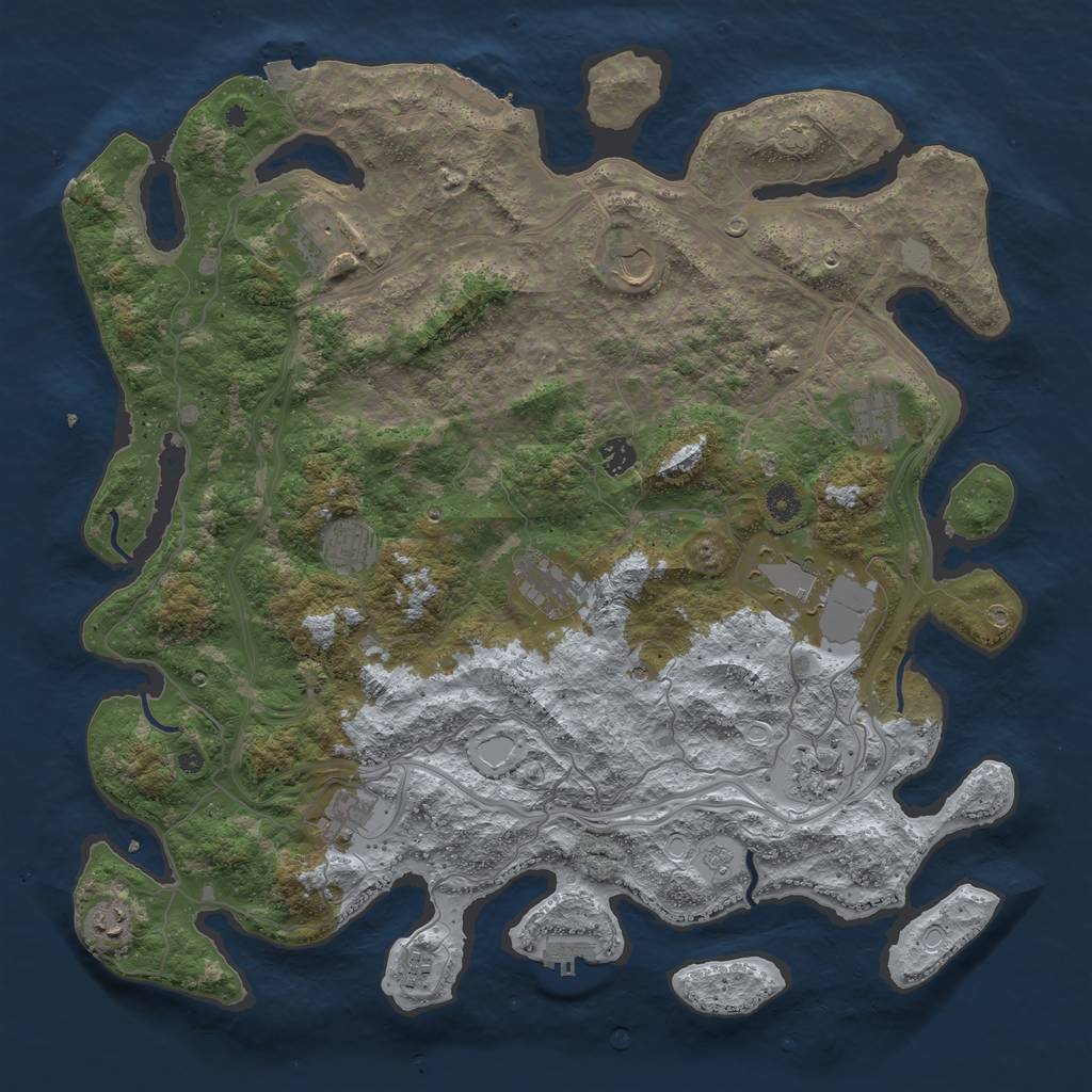 Rust Map: Procedural Map, Size: 4500, Seed: 543665239, 19 Monuments