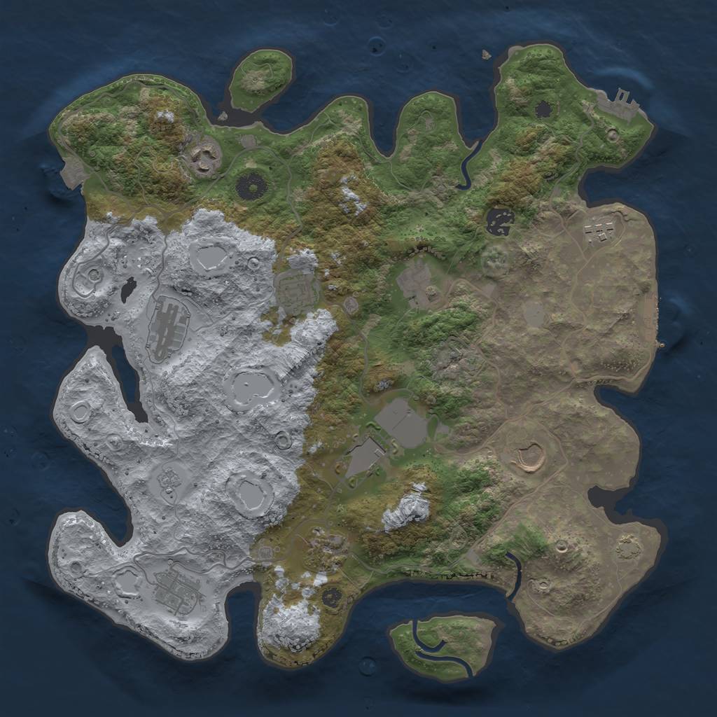 Rust Map: Procedural Map, Size: 3700, Seed: 1426495, 18 Monuments