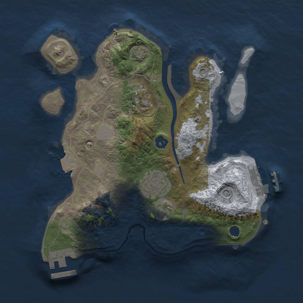 Rust Map: Procedural Map, Size: 2400, Seed: 2062876302, 7 Monuments