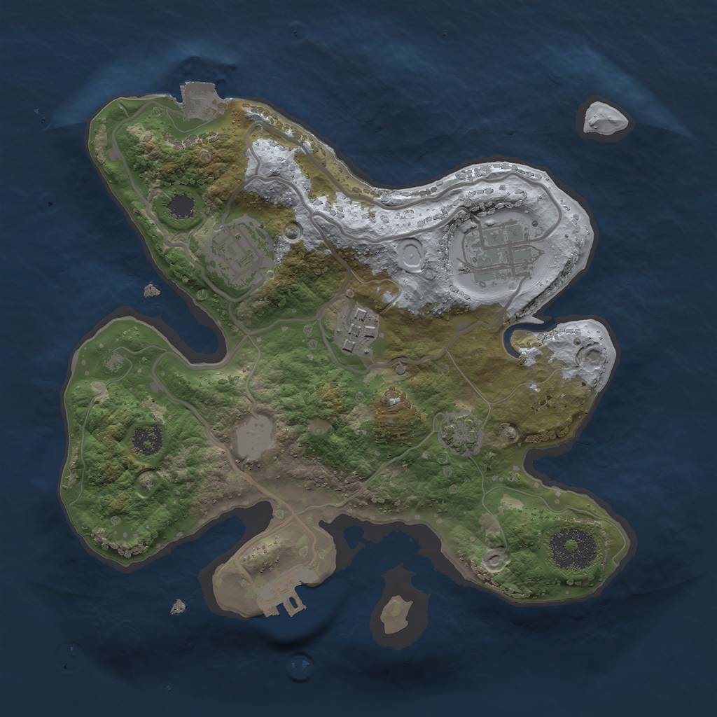 Rust Map: Procedural Map, Size: 2400, Seed: 1321099428, 8 Monuments