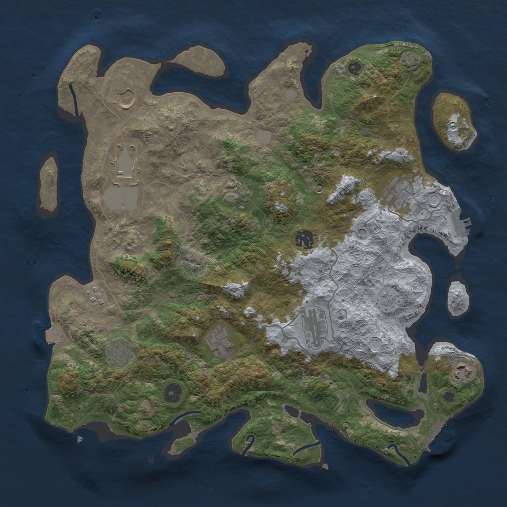 Rust Map: Procedural Map, Size: 4000, Seed: 1532168491, 18 Monuments