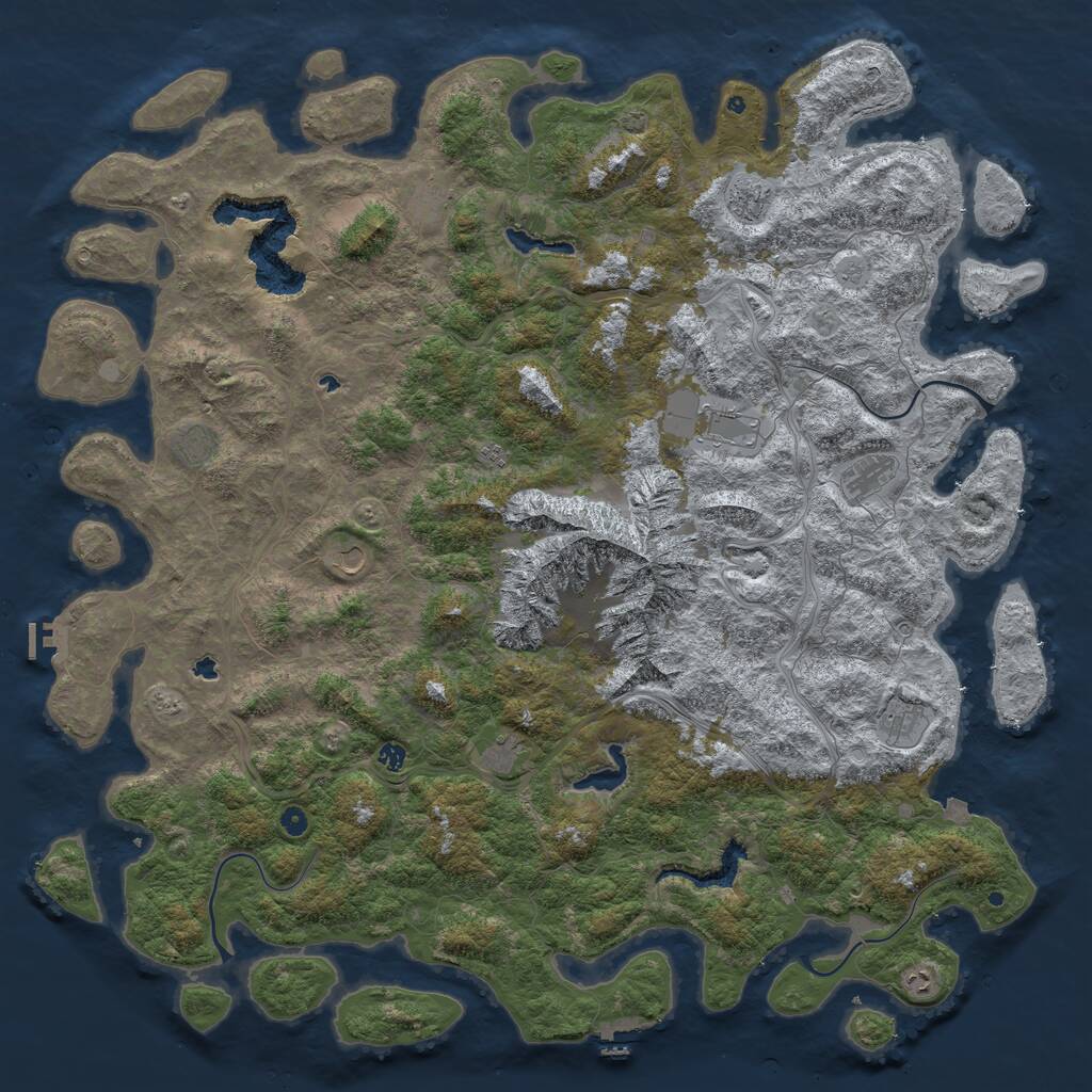 Rust Map: Procedural Map, Size: 6000, Seed: 177206, 17 Monuments