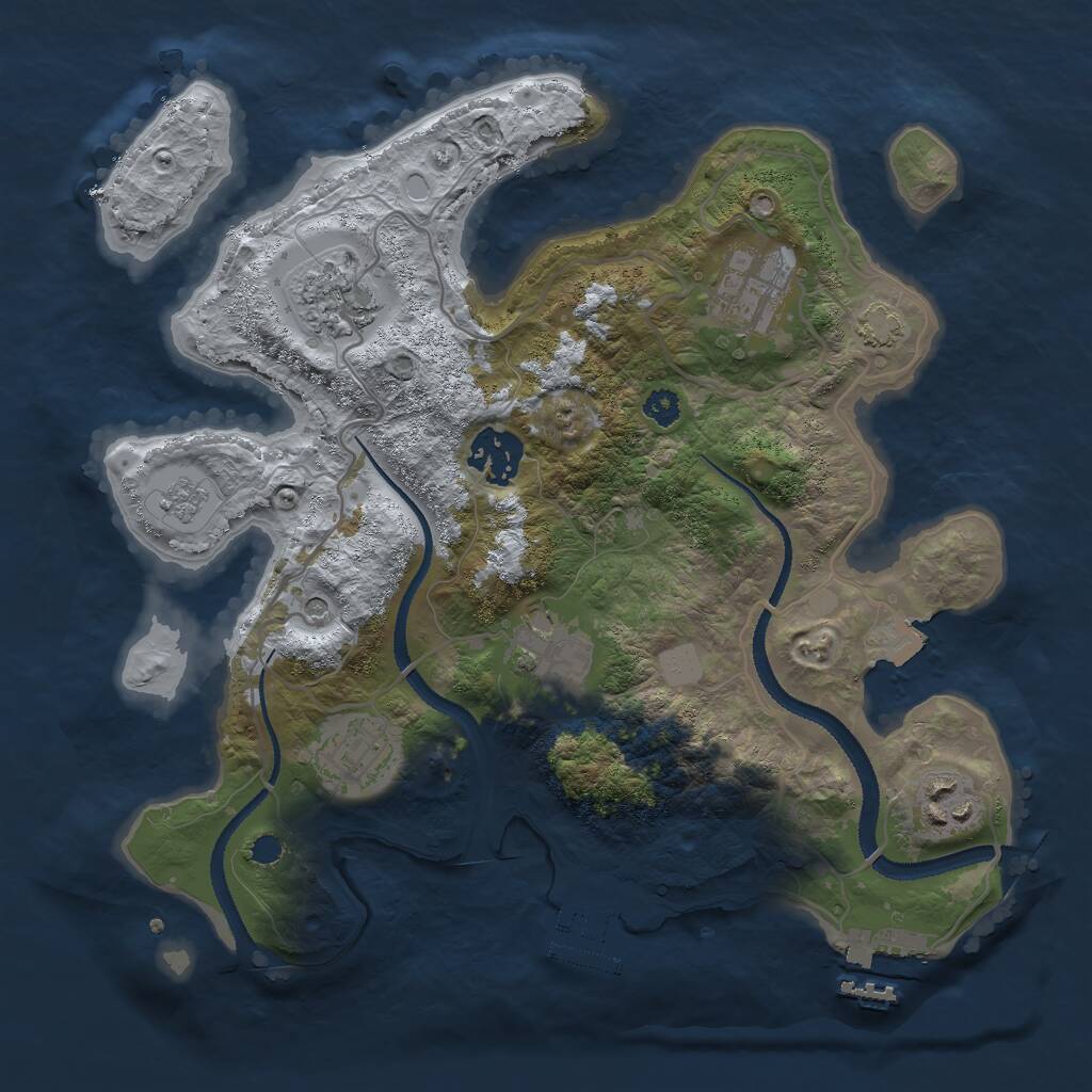 Rust Map: Procedural Map, Size: 3000, Seed: 1062852211, 12 Monuments