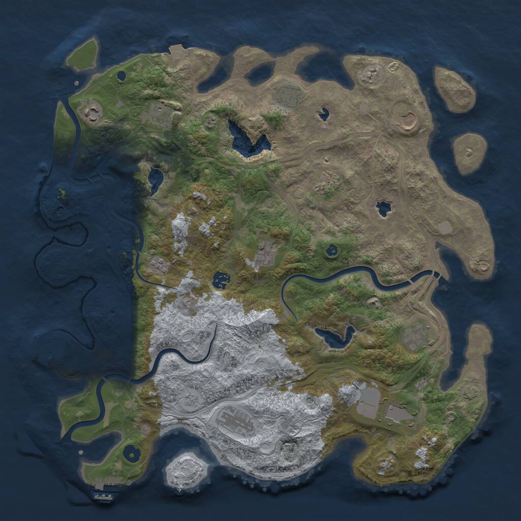 Rust Map: Procedural Map, Size: 4500, Seed: 33409, 17 Monuments