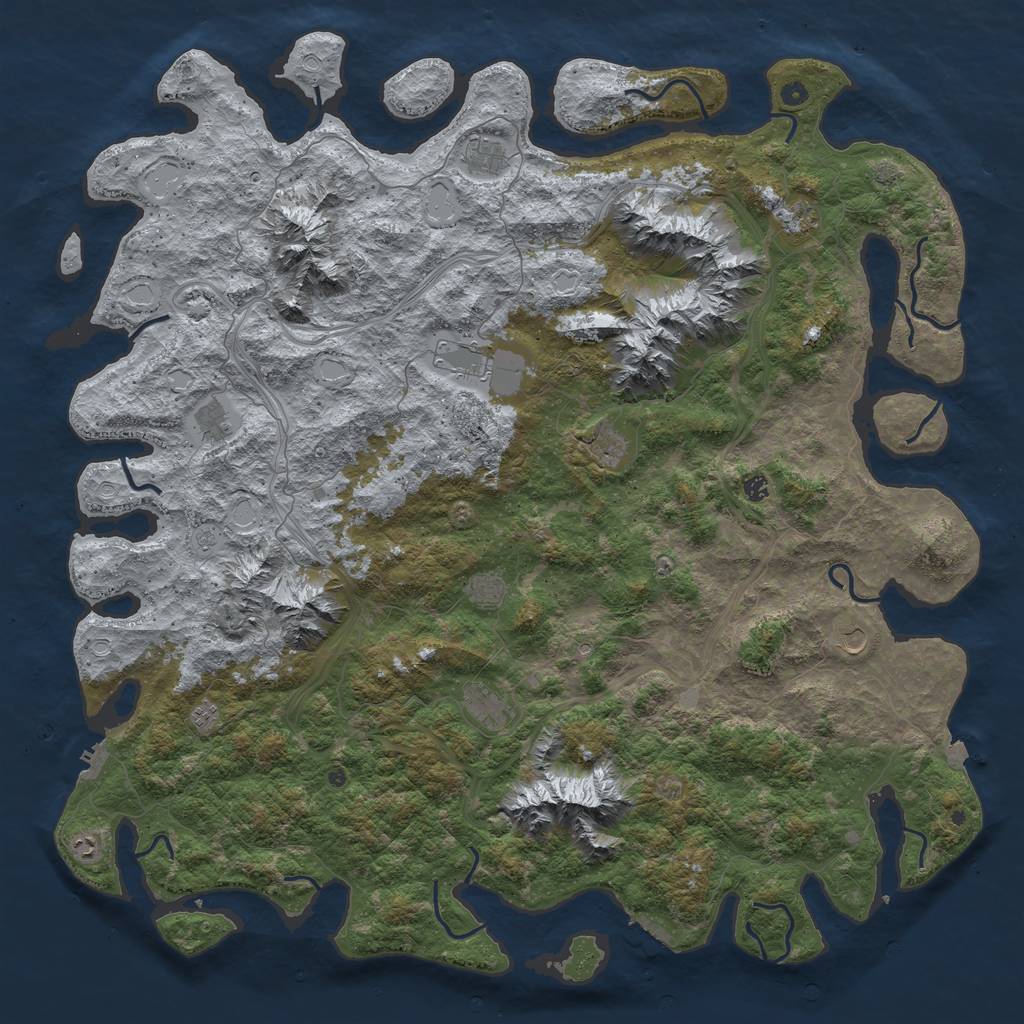 Rust Map: Procedural Map, Size: 6000, Seed: 5478, 19 Monuments