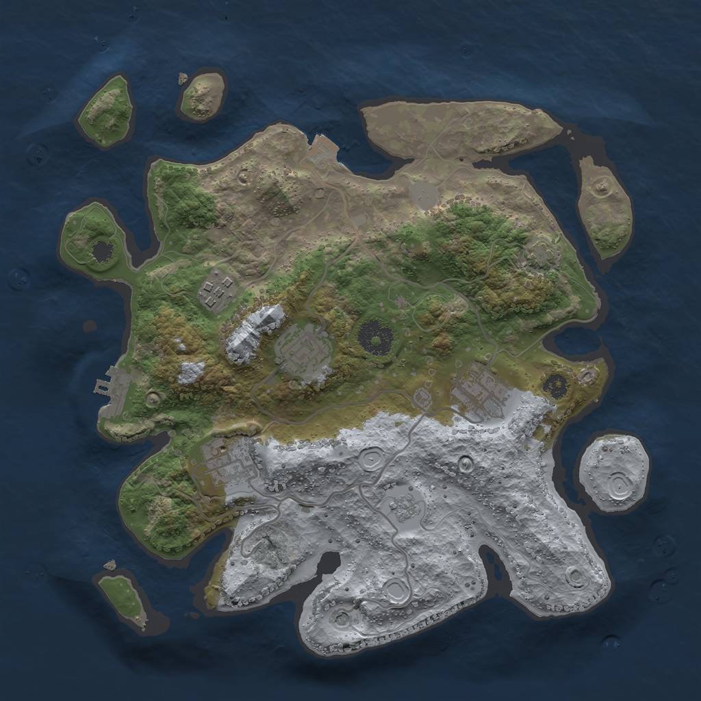 Rust Map: Procedural Map, Size: 3000, Seed: 28109, 11 Monuments