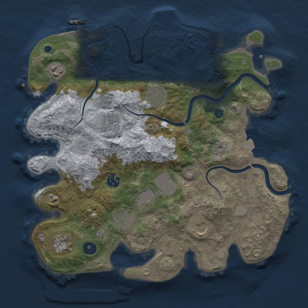 Rust Map: Procedural Map, Size: 3500, Seed: 824145052, 15 Monuments