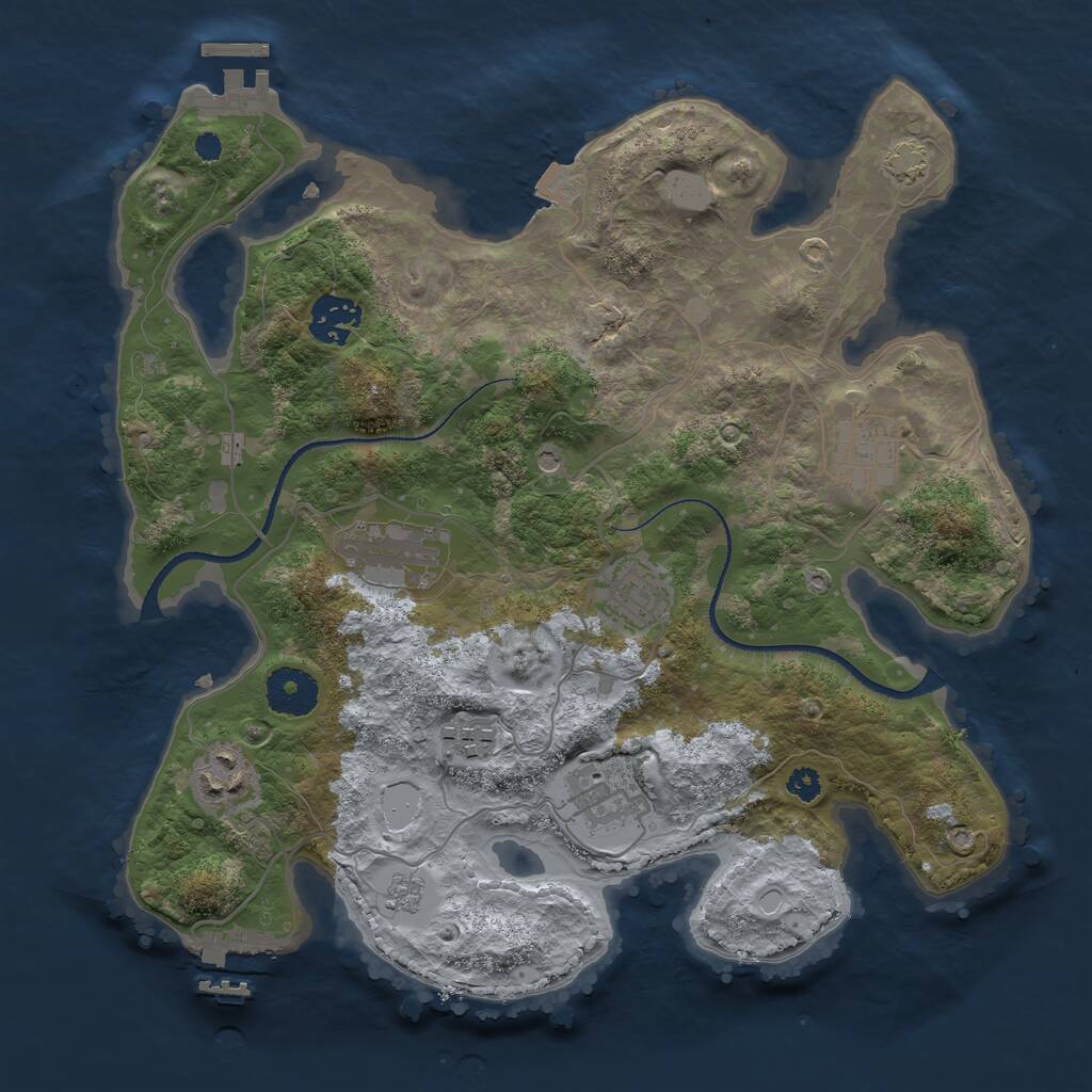Rust Map: Procedural Map, Size: 3250, Seed: 325689741, 13 Monuments