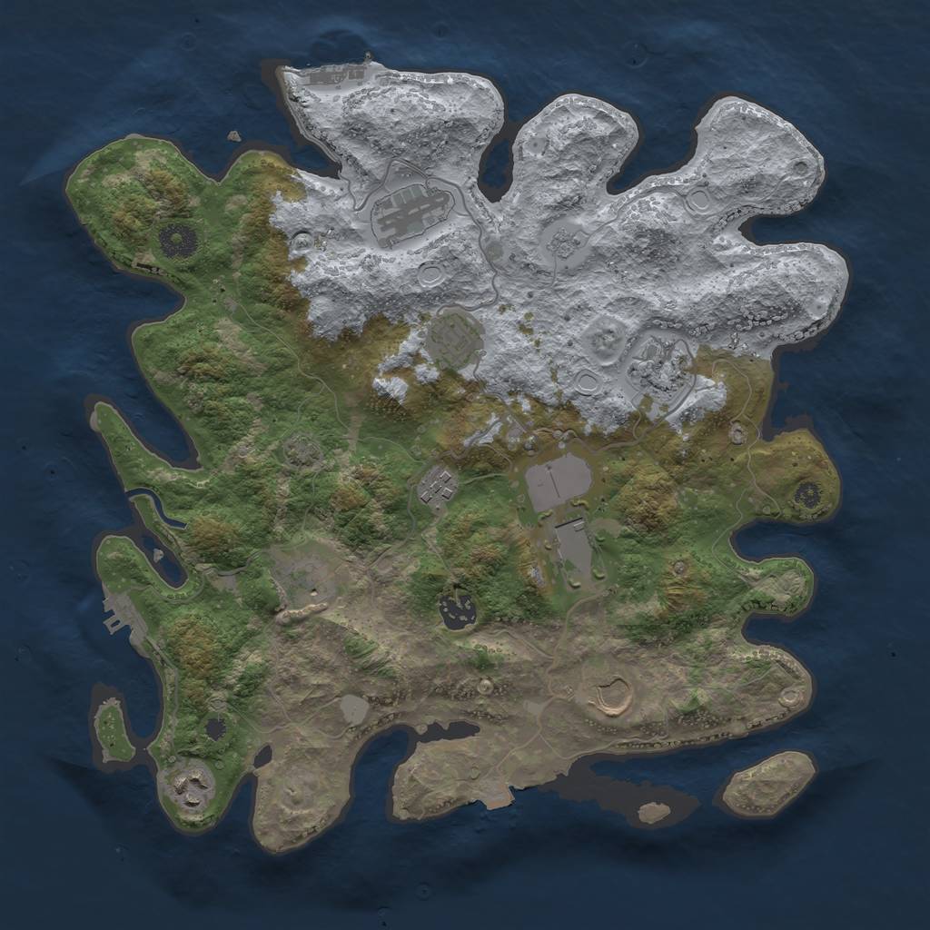 Rust Map: Procedural Map, Size: 3700, Seed: 2032940935, 16 Monuments
