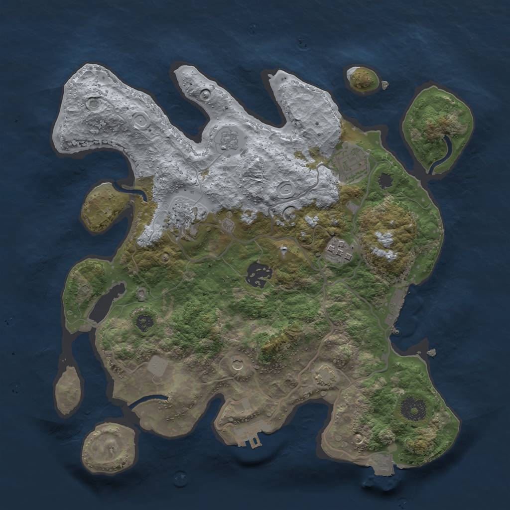 Rust Map: Procedural Map, Size: 3000, Seed: 4020, 12 Monuments