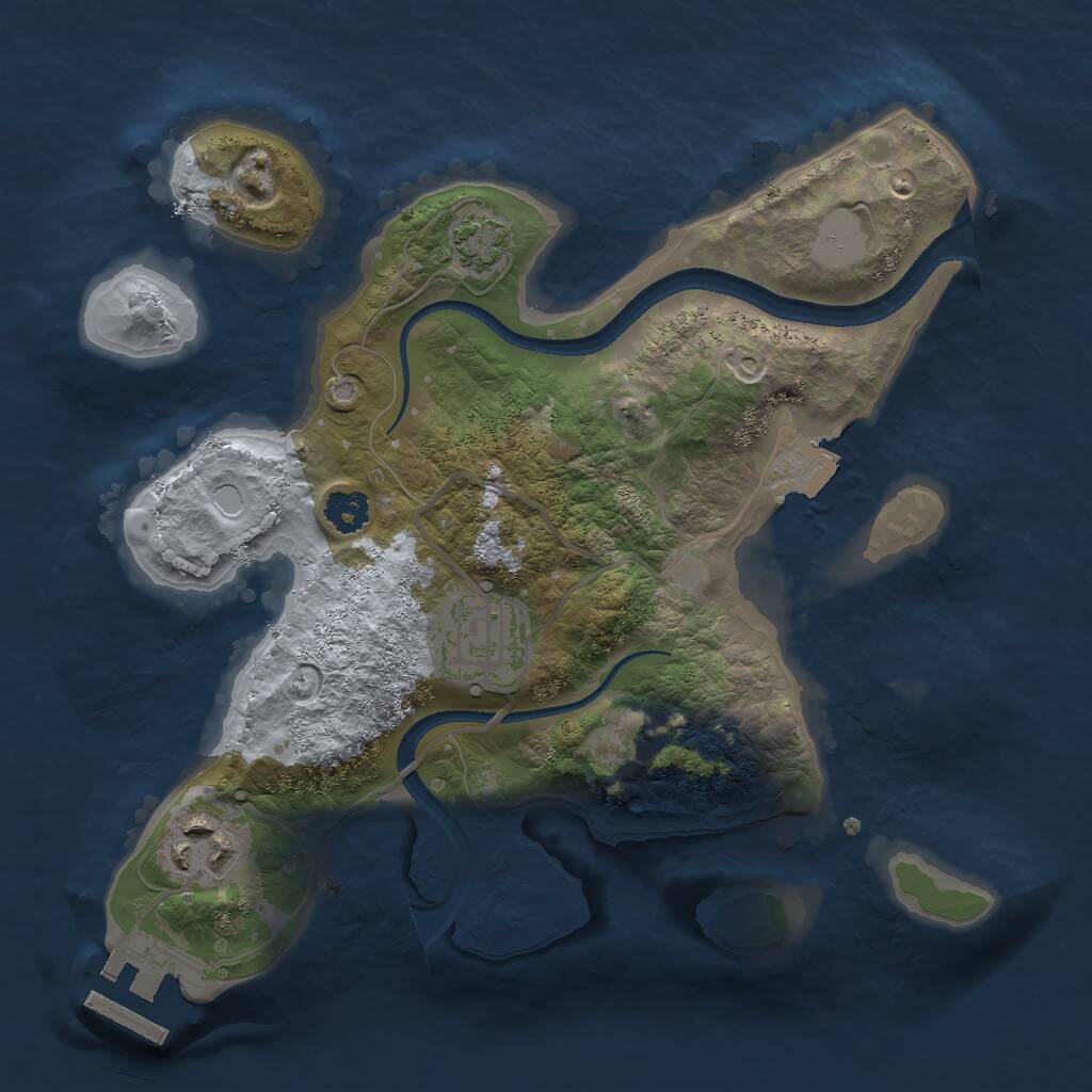 Rust Map: Procedural Map, Size: 2500, Seed: 108710921, 5 Monuments