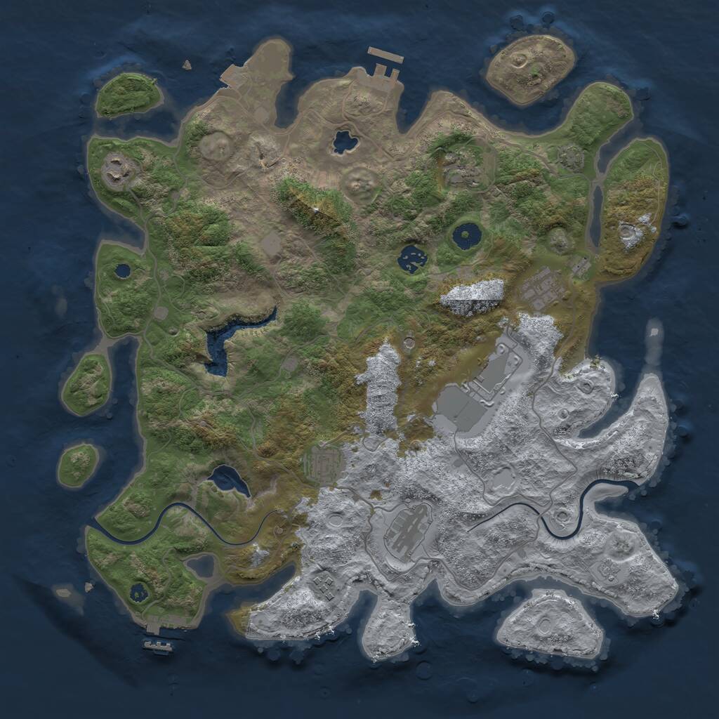 Rust Map: Procedural Map, Size: 4000, Seed: 1364844944, 14 Monuments