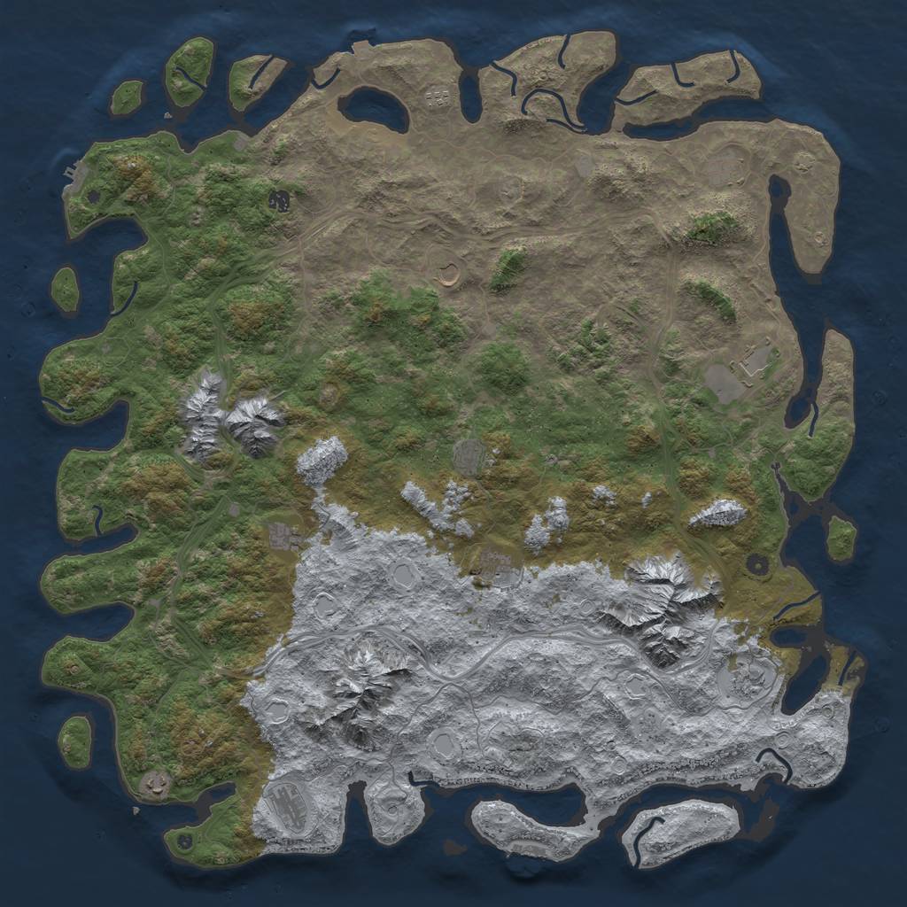 Rust Map: Procedural Map, Size: 6000, Seed: 287210749, 19 Monuments