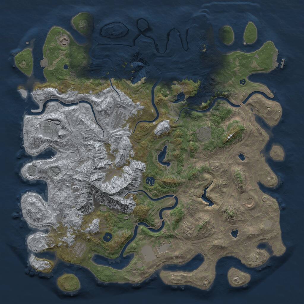 Rust Map: Procedural Map, Size: 5000, Seed: 298875573, 16 Monuments