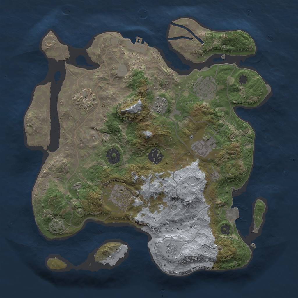 Rust Map: Procedural Map, Size: 3000, Seed: 341453663, 13 Monuments