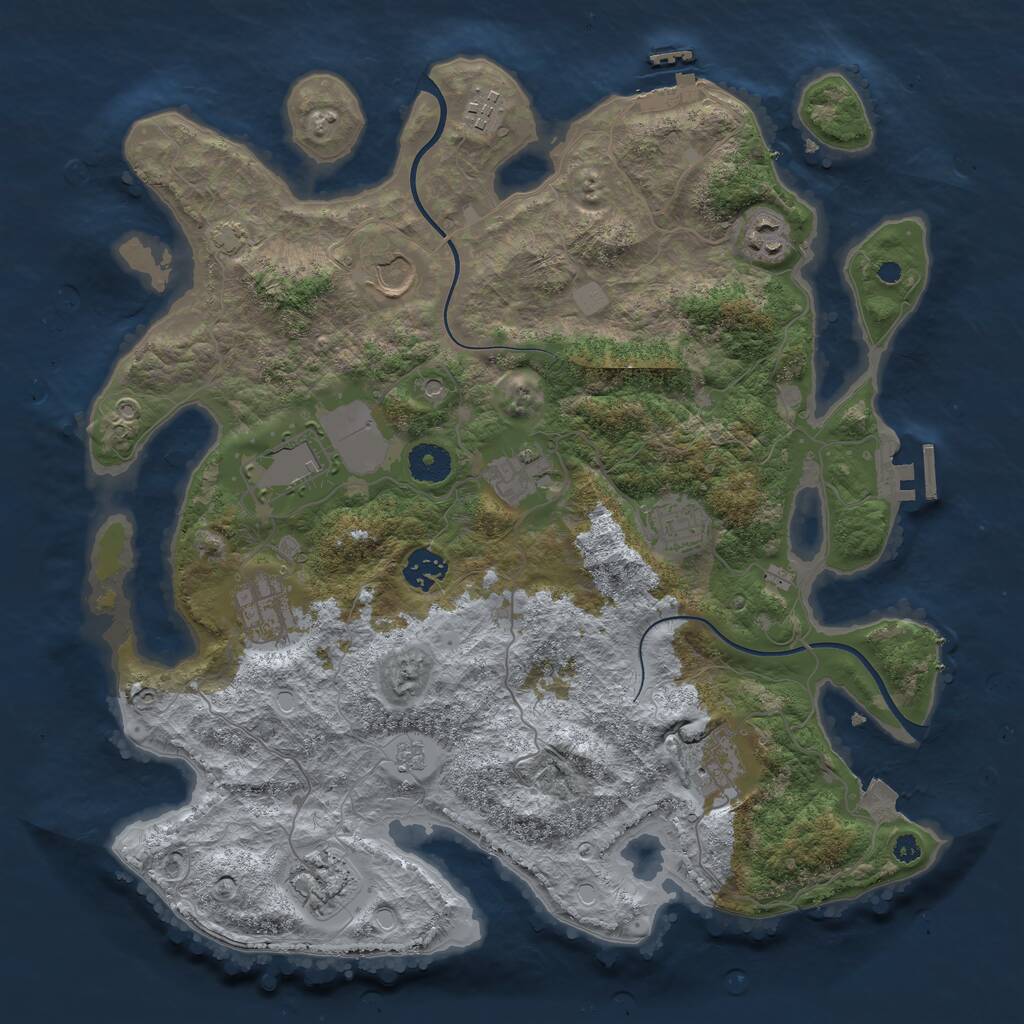Rust Map: Procedural Map, Size: 3750, Seed: 4321, 16 Monuments