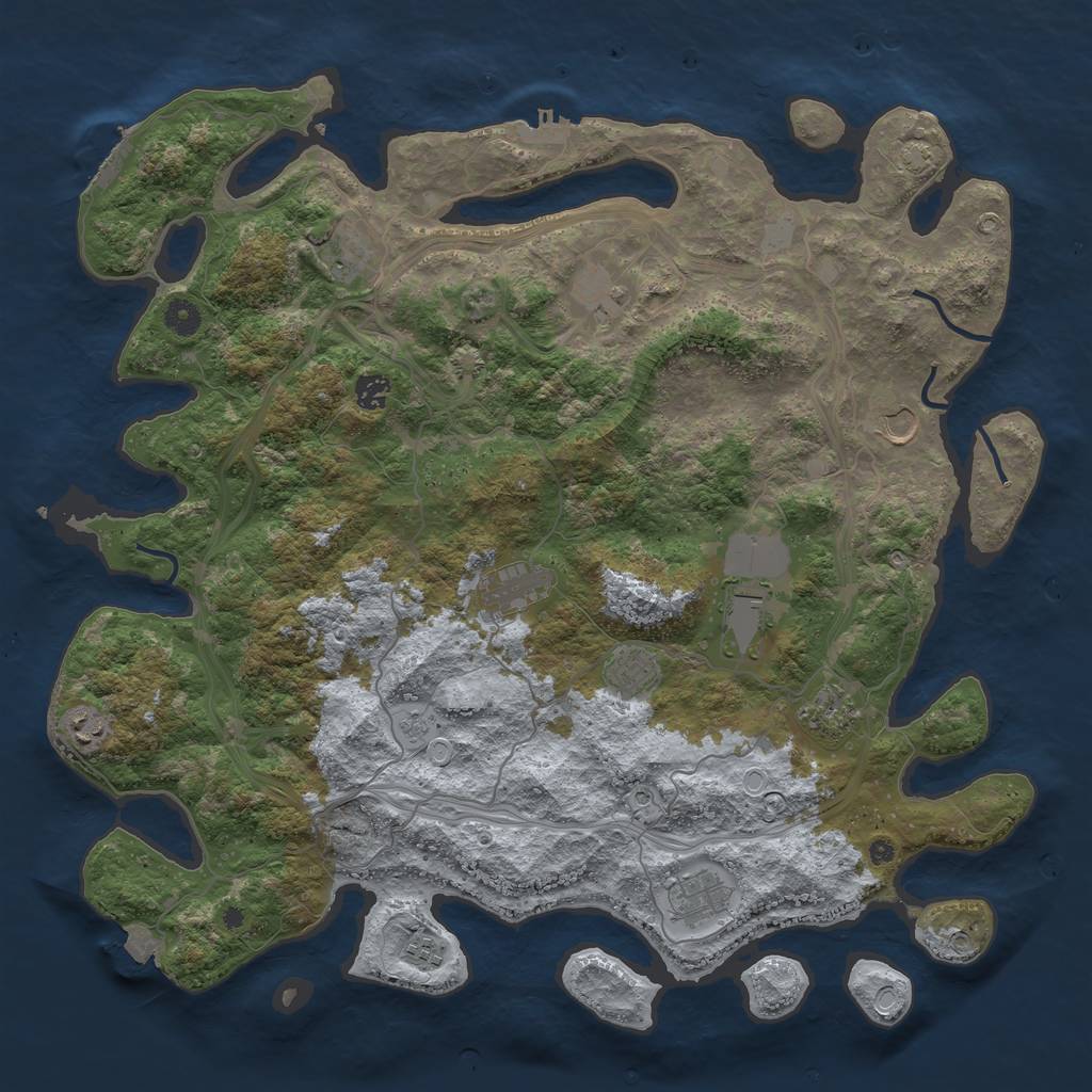 Rust Map: Procedural Map, Size: 4500, Seed: 910879368, 19 Monuments