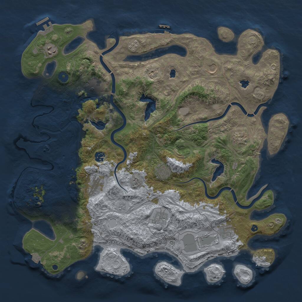 Rust Map: Procedural Map, Size: 4500, Seed: 910879368, 17 Monuments