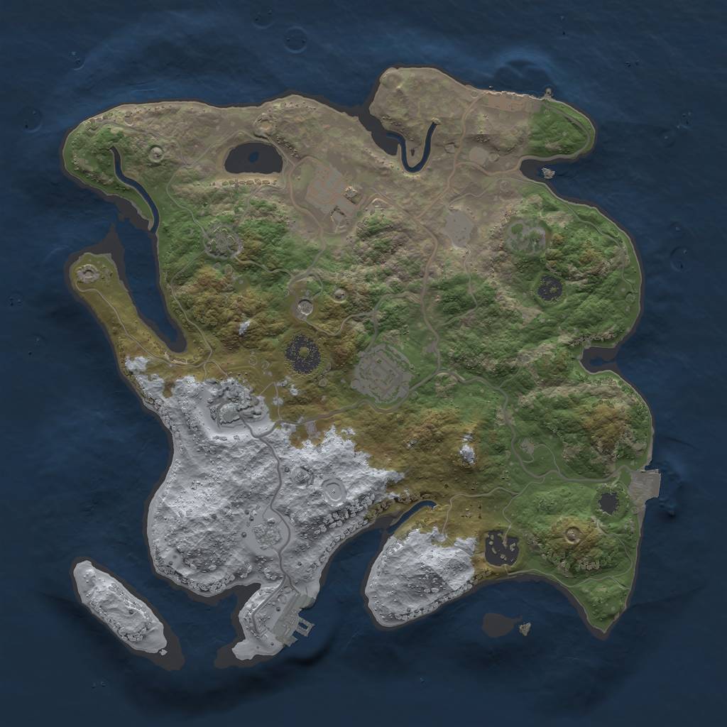 Rust Map: Procedural Map, Size: 3000, Seed: 10093, 12 Monuments