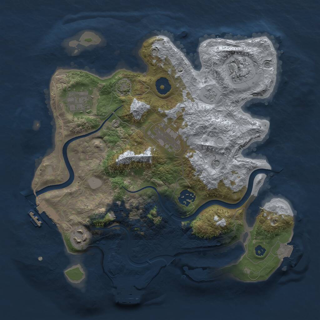 Rust Map: Procedural Map, Size: 3000, Seed: 9676, 12 Monuments