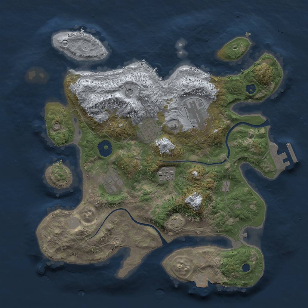 Rust Map: Procedural Map, Size: 3000, Seed: 602841173, 8 Monuments