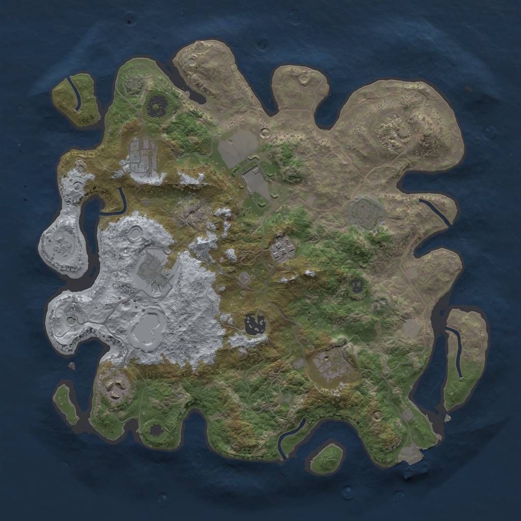 Rust Map: Procedural Map, Size: 3500, Seed: 213095267, 15 Monuments