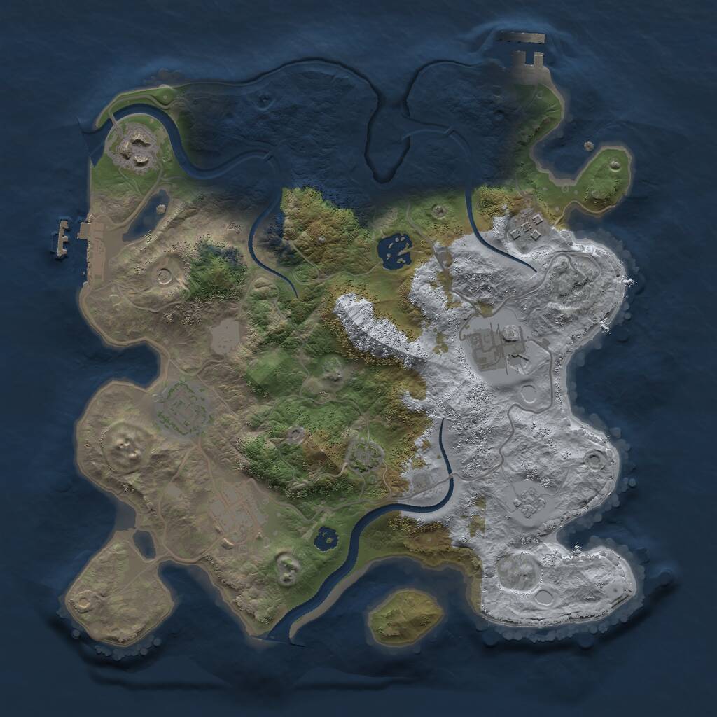 Rust Map: Procedural Map, Size: 3000, Seed: 804904834, 12 Monuments