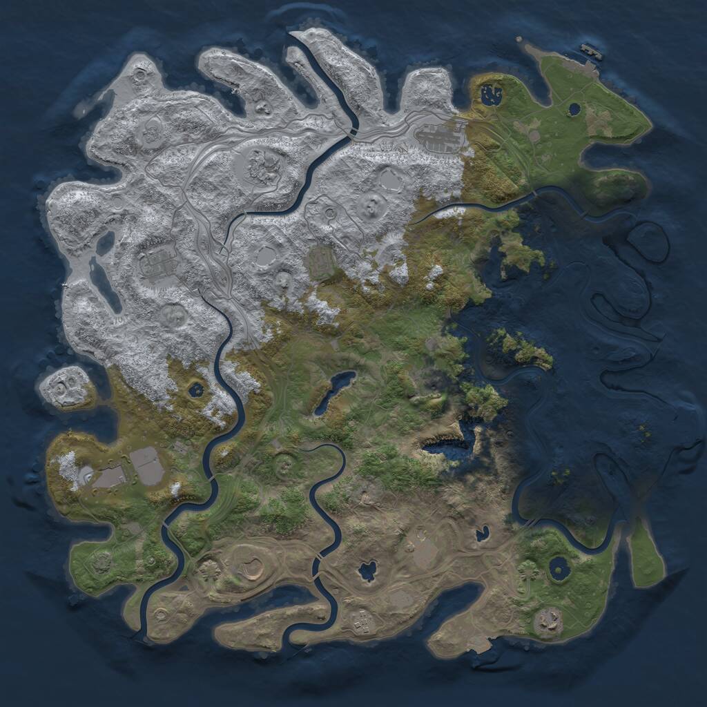 Rust Map: Procedural Map, Size: 4800, Seed: 77737, 17 Monuments