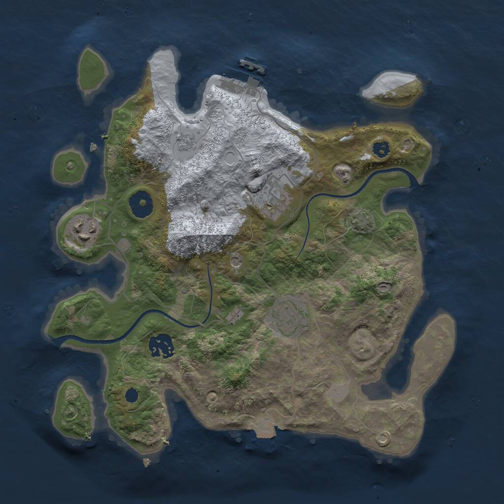 Rust Map: Procedural Map, Size: 3000, Seed: 2040169041, 9 Monuments