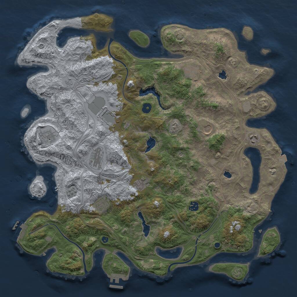 Rust Map: Procedural Map, Size: 4500, Seed: 195625770, 16 Monuments