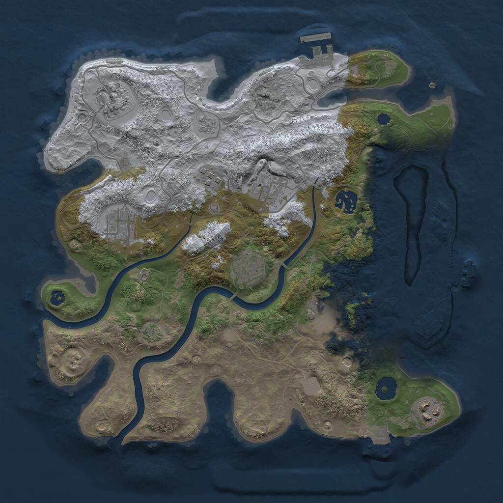 Rust Map: Procedural Map, Size: 3300, Seed: 162144010, 14 Monuments