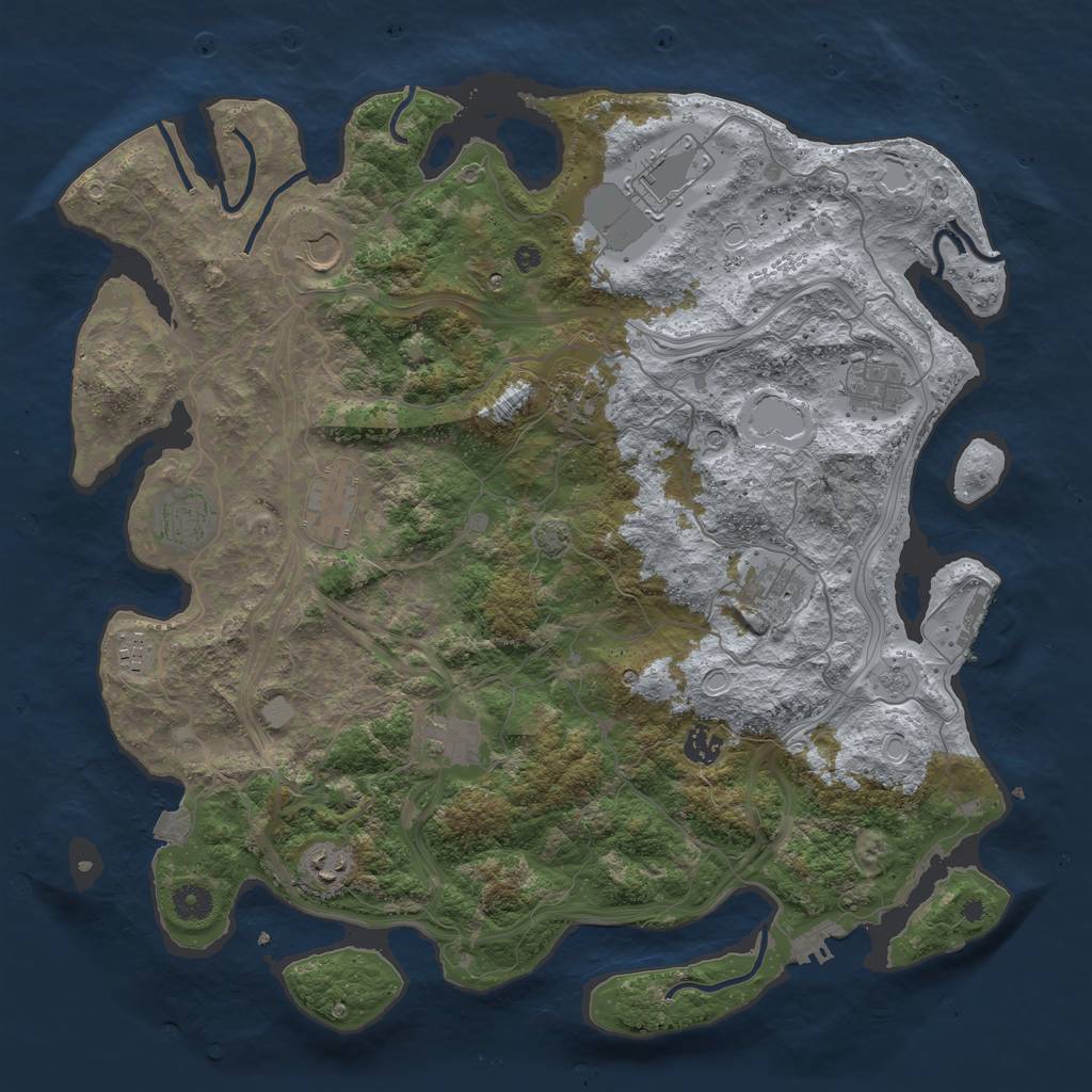 Rust Map: Procedural Map, Size: 4250, Seed: 102384525, 19 Monuments