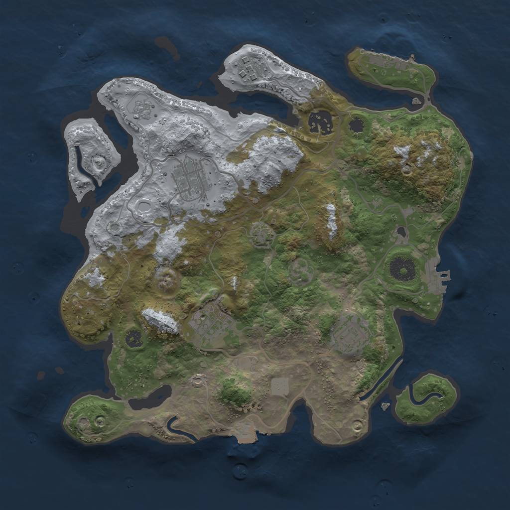 Rust Map: Procedural Map, Size: 3000, Seed: 3538, 12 Monuments