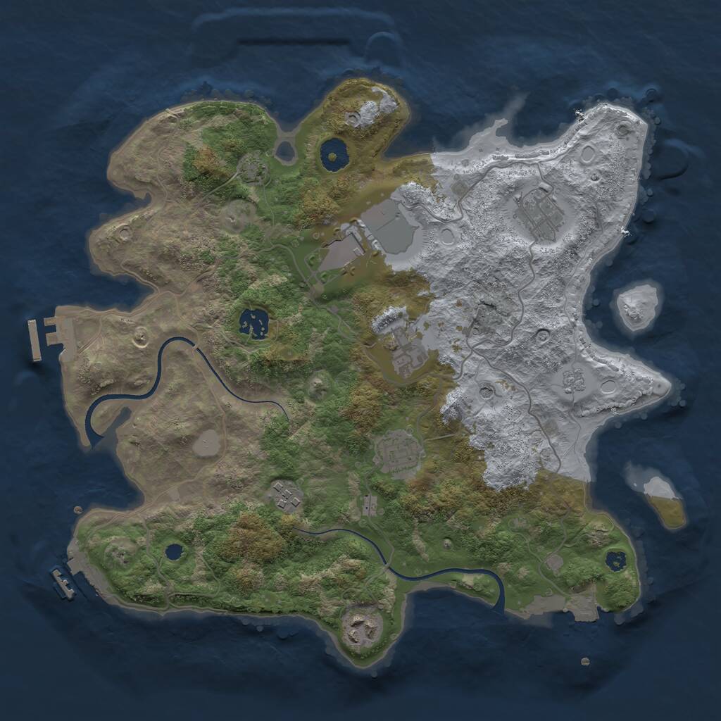 Rust Map: Procedural Map, Size: 3500, Seed: 492281445, 13 Monuments