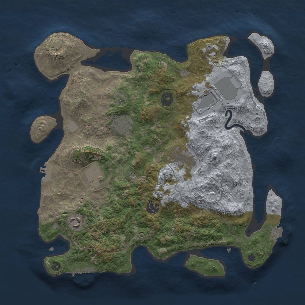 Rust Map: Procedural Map, Size: 3500, Seed: 1712765082, 14 Monuments