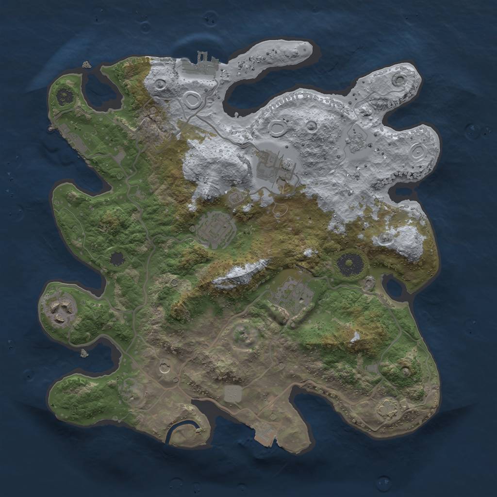 Rust Map: Procedural Map, Size: 3000, Seed: 309503193, 12 Monuments