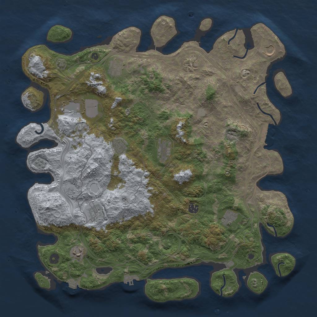 Rust Map: Procedural Map, Size: 4500, Seed: 1044753312, 19 Monuments