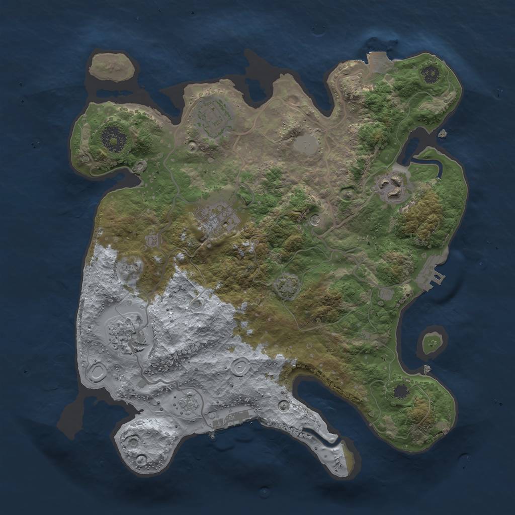 Rust Map: Procedural Map, Size: 3000, Seed: 2002672285, 12 Monuments