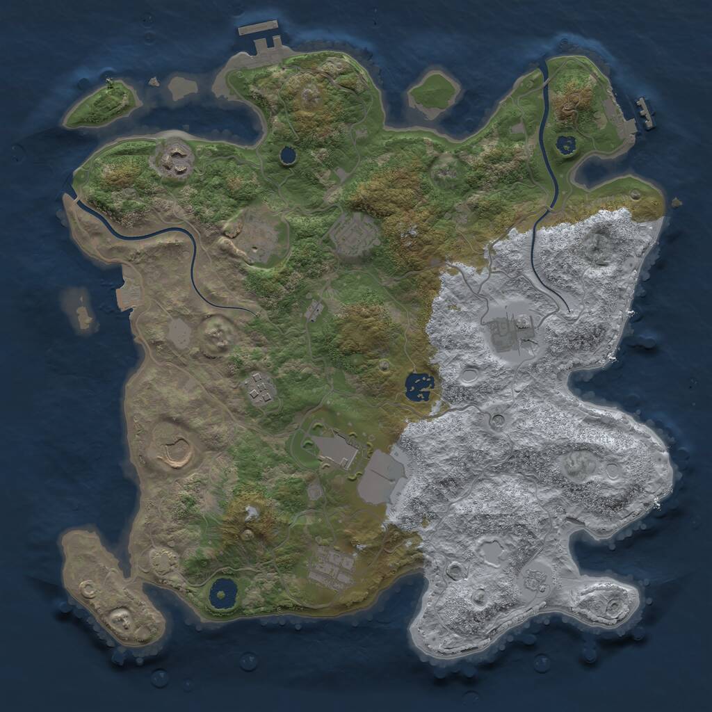 Rust Map: Procedural Map, Size: 3600, Seed: 12652499, 15 Monuments
